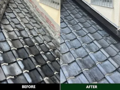 【和瓦の雨漏り修繕工事】壁際からの雨漏りの補修工事｜京都府向日市にて