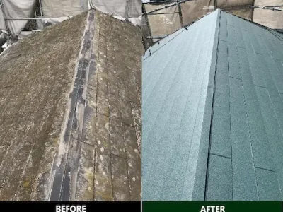 【スレートからスーパーガルテクト】屋根カバー工法|大津市の戸建て住宅にて