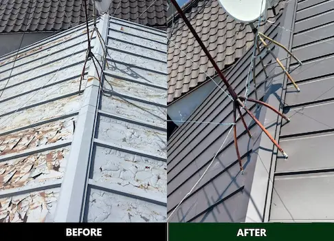 大阪府八尾市にて|雨漏りしている瓦棒から立平(ダークブラウン)へカバー工法